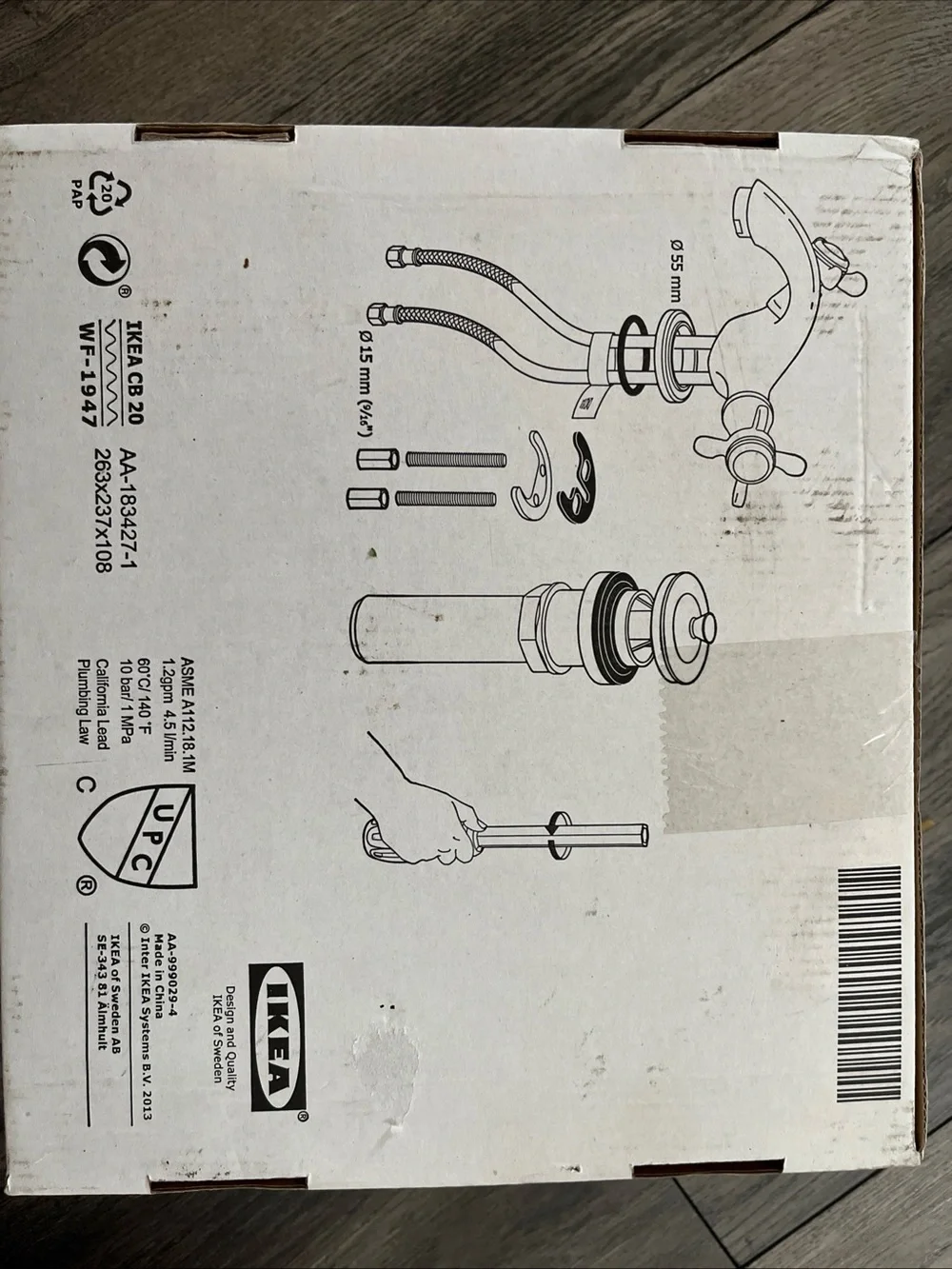 Ikea RUNSKÄR Wash-basin mixer tap Silver Color Chrome Plated Brass With Manual
